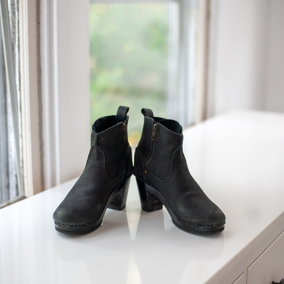 no 6 leather clog buckle boot